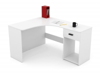 Rohový Psací stůl Corner se zásuvkou a výklenkem - Bílý Bílý Psací stůl