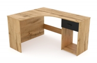 Narozne Písací stôl Corner so zásuvkou i wneka - Dub wotan / onyx Čierny