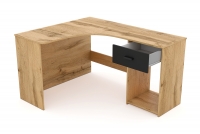 Narozne Písací stôl Corner so zásuvkou a výklenkom - Dub wotan / onyx Čierny Narozne Písací stôl Corner so zásuvkou a výklenkom - Dub wotan / onyx Čierny
