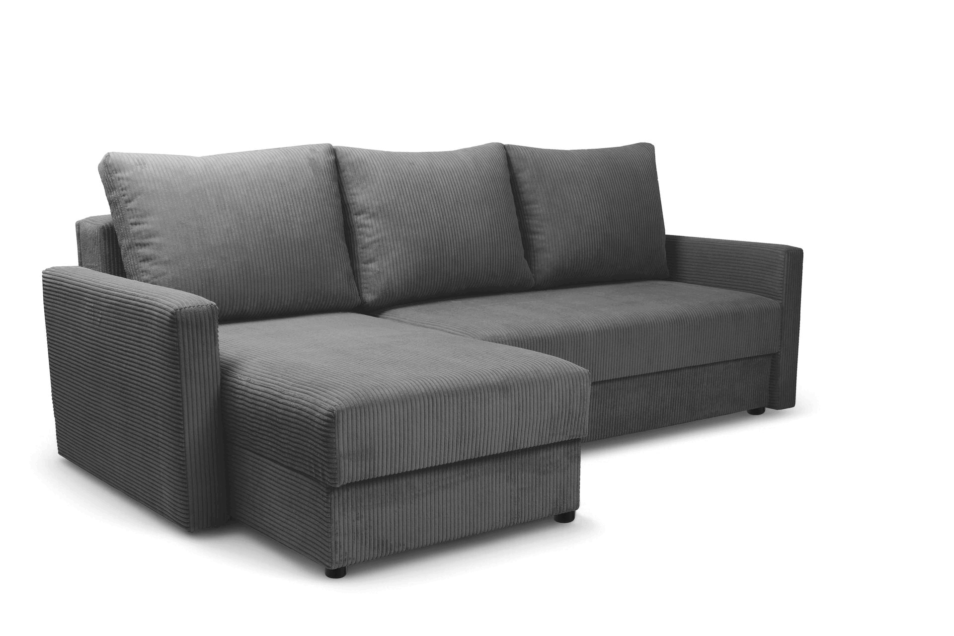 Rozkládací rohová sedací souprava Laveris - grafitová Lincoln 90 Rohová sedací souprava Laveris rozkladany uniwersalny prawo/levá - grafitová manšestr Lincoln 90