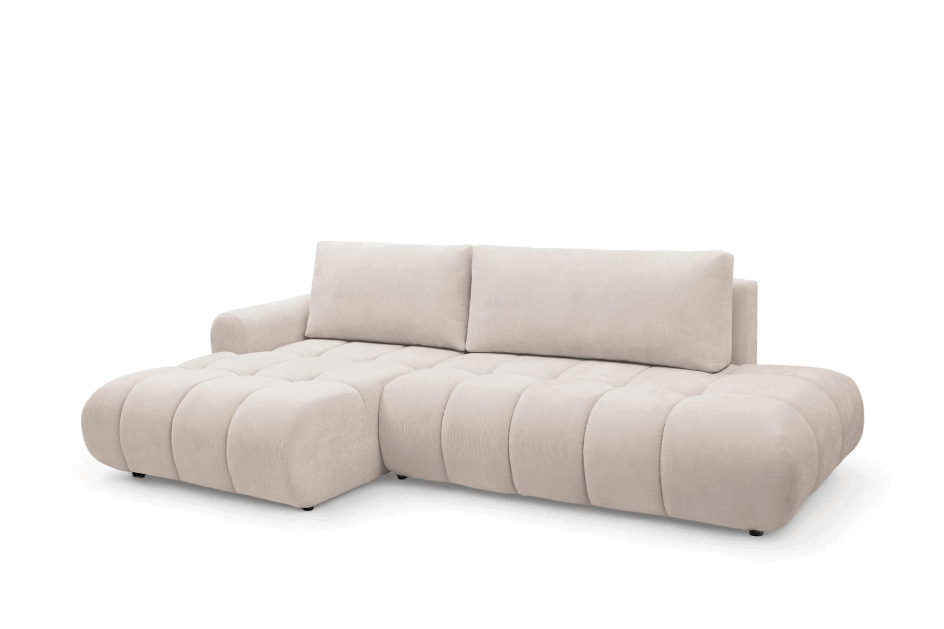 Rozkladacia rohová sedačka Lutario L II ľavá - béžová hydrofóbna pletenina Venice 2026 Rohová sedacia súprava Lutario L II s funkciou spánku Ľavá strana - Béžová plecionka hydrofobowa Venice 2026