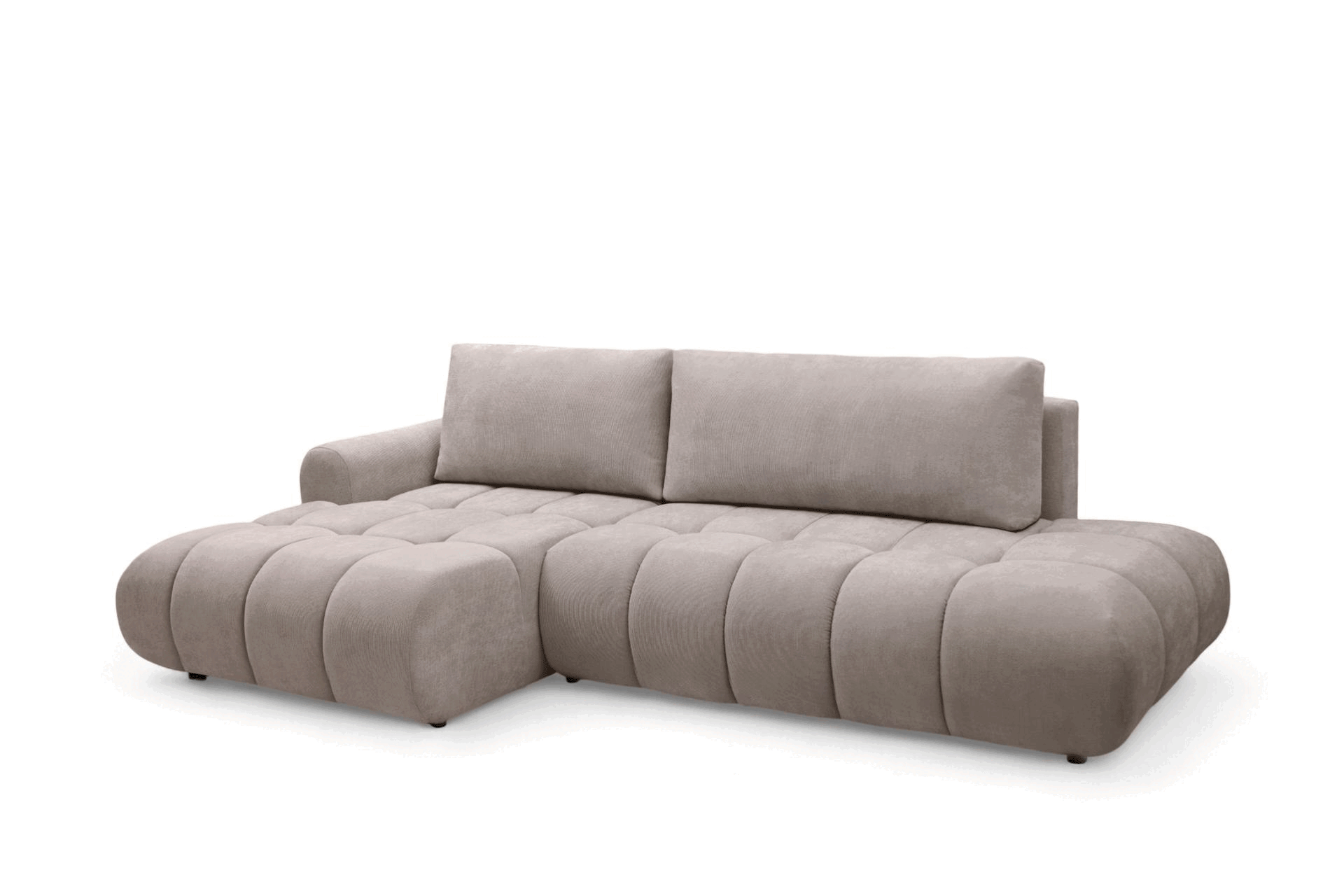 Rohová rozkládací pohovka Lutario L II levá s funkcí spánku - tmavě béžová hydrofobní tkanina Venice 2031 Rohová sedací souprava Lutario L II rozkládací levá - ciemnobezowa plecionka hydrofobowa Venice 2031