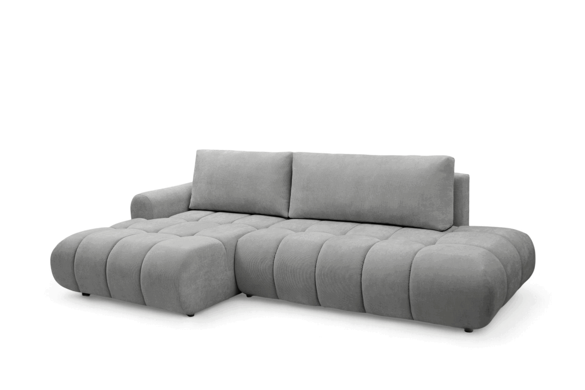 Rohová rozkládací pohovka Lutario L II levá s funkcí spánku - šedá hydrofobní tkanina Venice 2023 Rohová sedací souprava Lutario L II rozkládací levá - šedá plecionka hydrofobowa Venice 2023