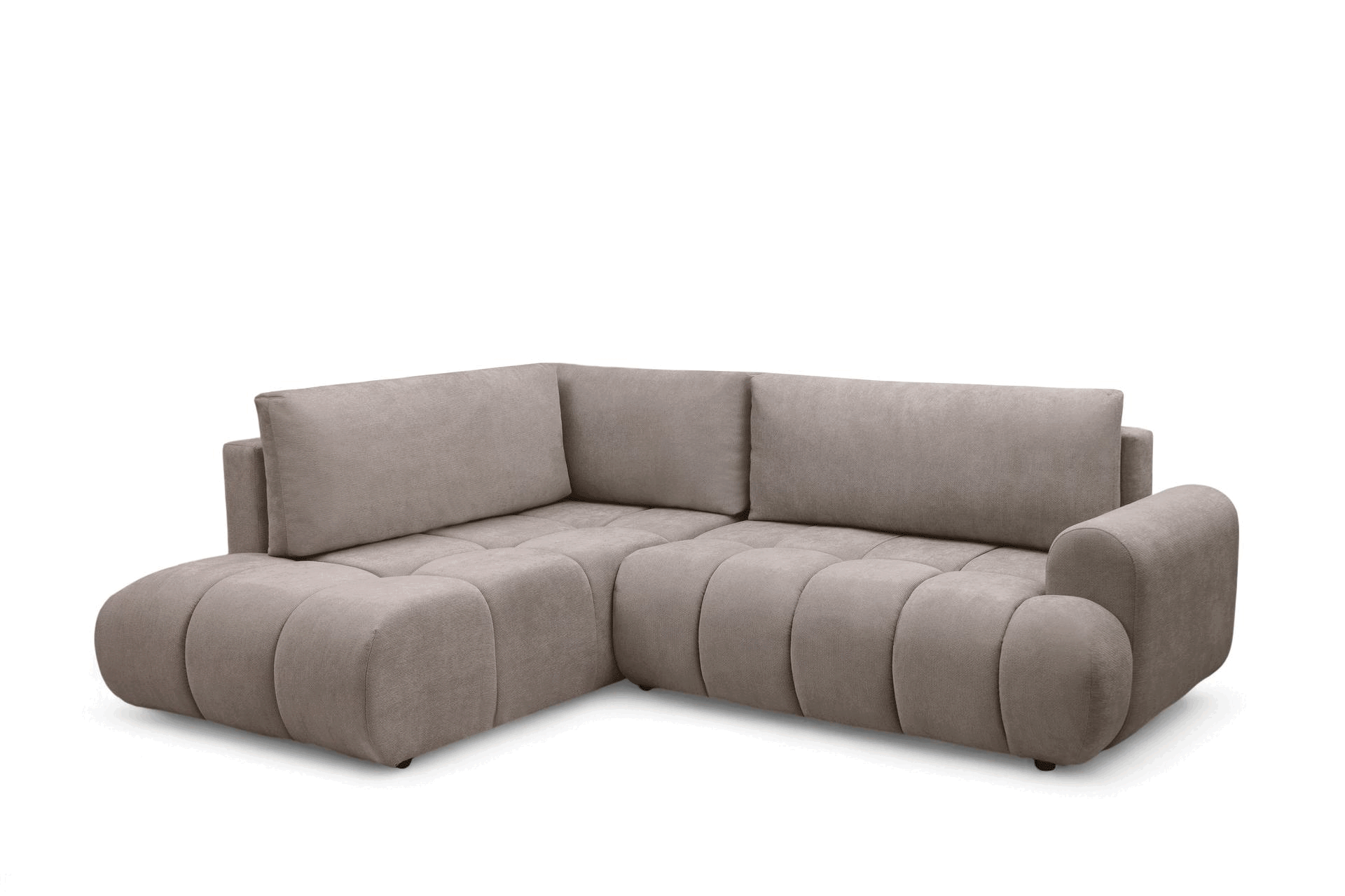 Rozkladacia rohová sedačka Lutario L ľavá - tmavobéžová hydrofóbna pletenina Venice 2031 Rohová sedacia súprava Lutario L s funkciou spánku Ľavá strana - ciemnobezowa plecionka hydrofobowa Venice 2031