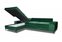 moderná Rohová sedacia súprava s funkciou spánku Lorien Mini Ľavý Zelený zamat Monolith 37  Rohová sedacia súprava s úložným priestorom na posciel