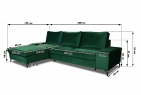 moderná Rohová sedacia súprava s funkciou spánku Lorien Mini Ľavý Zelený zamat Monolith 37  
