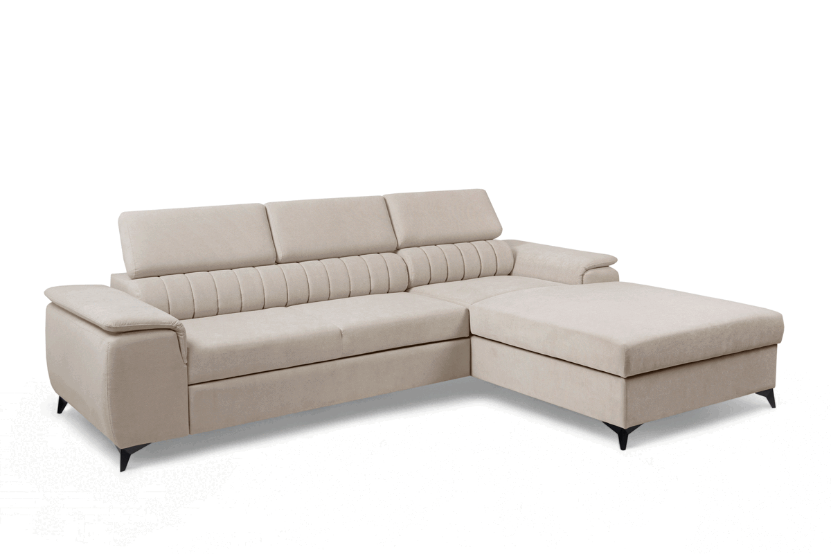 Rozkládací rohová sedací souprava Monrose Mini pravá - béžová Pretty 03 Rohová sedací souprava Monrose L II rozkládací pravá - béžová plusz Pretty 03