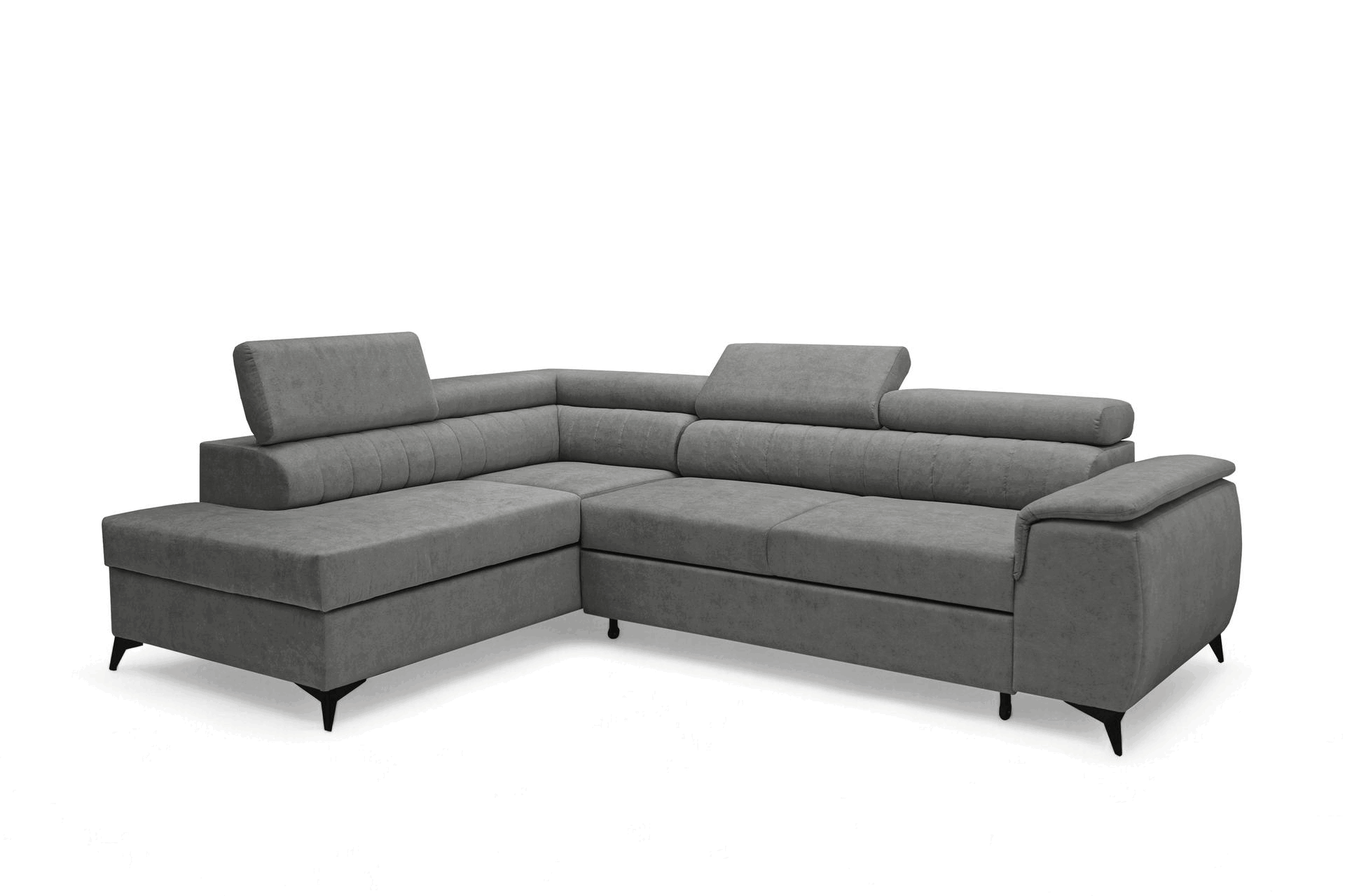 Rohová pohovka Monrose L levá s funkcí spánku - šedý welvet Zetta 303 Rohová sedací souprava Monrose L rozkládací levá - šedá welwet latwoczyszczacy Zetta 303 