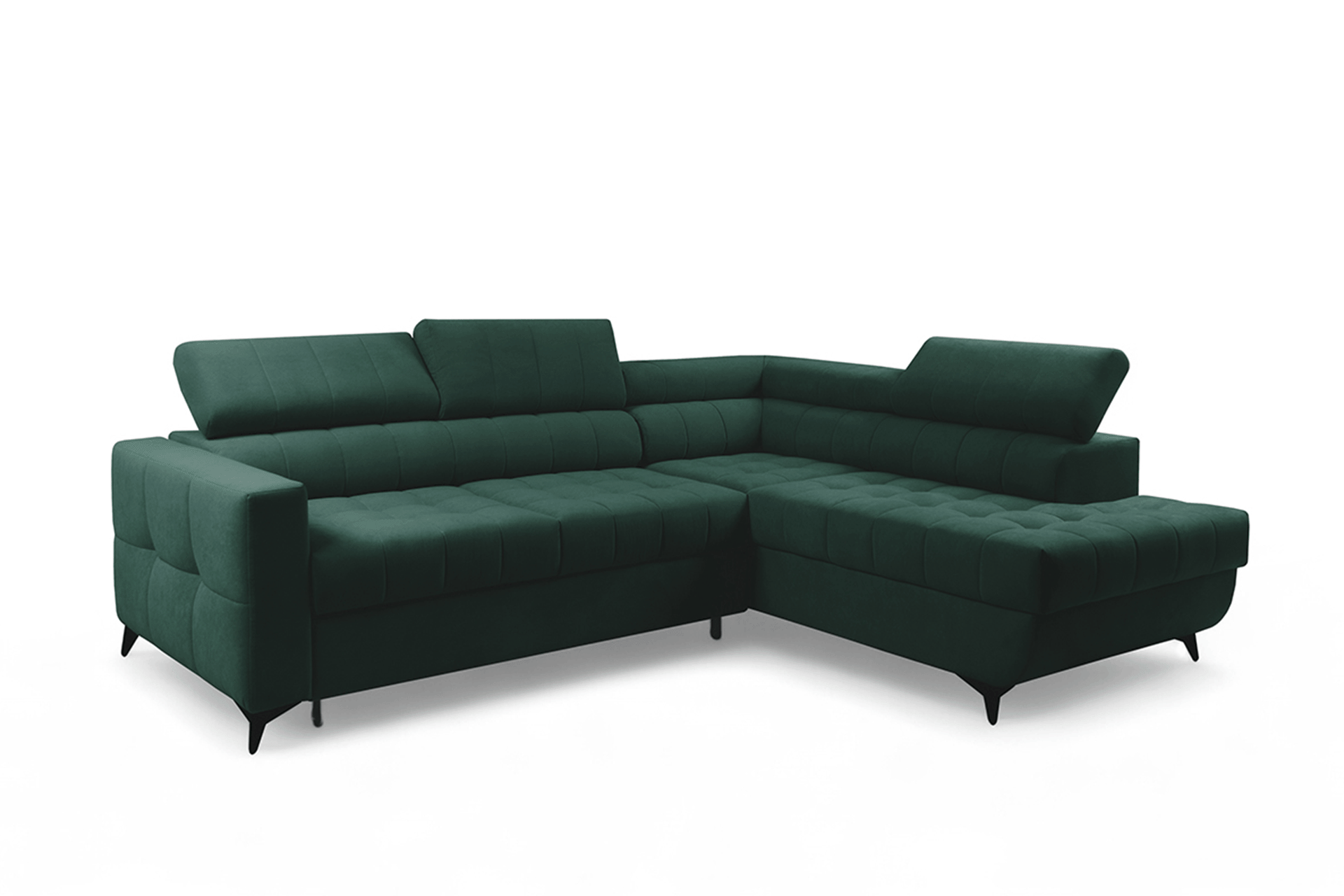 Rozkladacia rohová sedacia súprava Nardo L pravá - zelený zamat Bluvel 78 Rohová sedacia súprava Nardo L s funkciou spánku pravá strana - Zelený velúr Bluvel 78