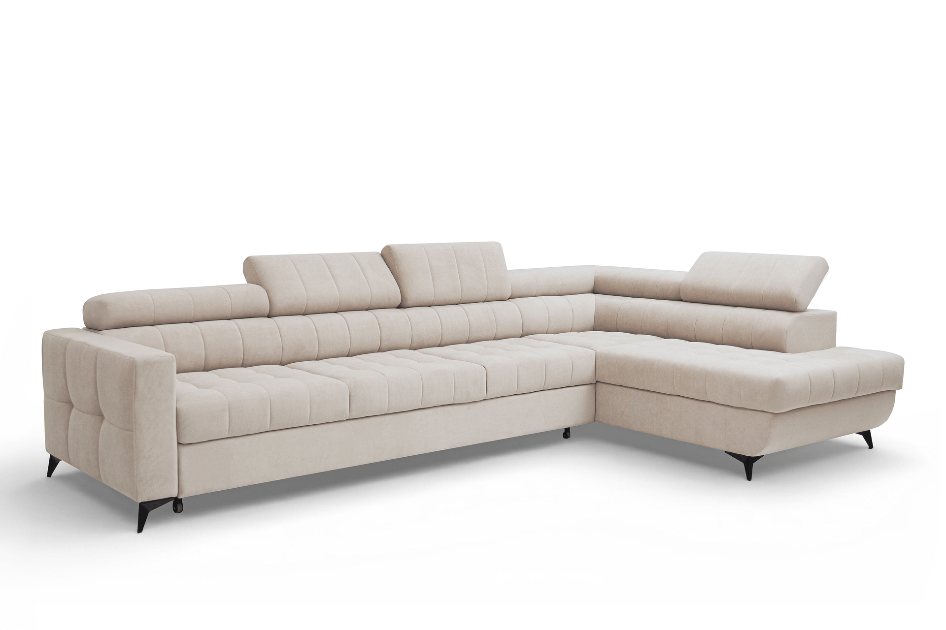 Rohová sedačka Nardo Maxi s funkciou spania pravá - béžový plyš Pretty 03 Rohová sedacia súprava Nardo Maxi s funkciou spánku pravá strana - béžový plusz Pretty 03 