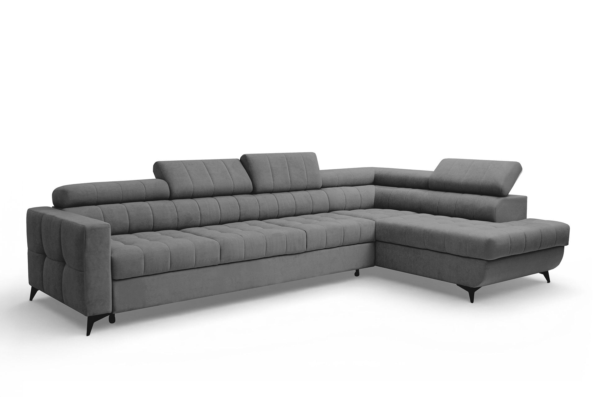 Rohová sedačka Nardo Maxi s funkciou spania pravá - sivý plyš Pretty 17 Rohová sedacia súprava Nardo Maxi s funkciou spánku pravá strana - šedý plusz Pretty 17