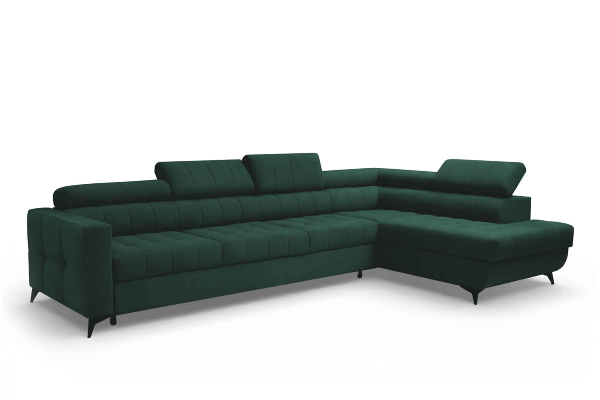 Rozkladacia rohová sedacia súprava Nardo Maxi pravá - zelený zamat Bluvel 78 Rohová sedacia súprava Nardo Maxi s funkciou spánku pravá strana - Zelený velúr Bluvel 78