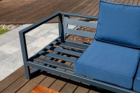 Záhradná rohová sedačka so stolíkom Bayamo - námornícka modrá / antracit / tmavý orech Rohová sedacia súprava záhradný Bayamo so stolom - Rošt Antracytová