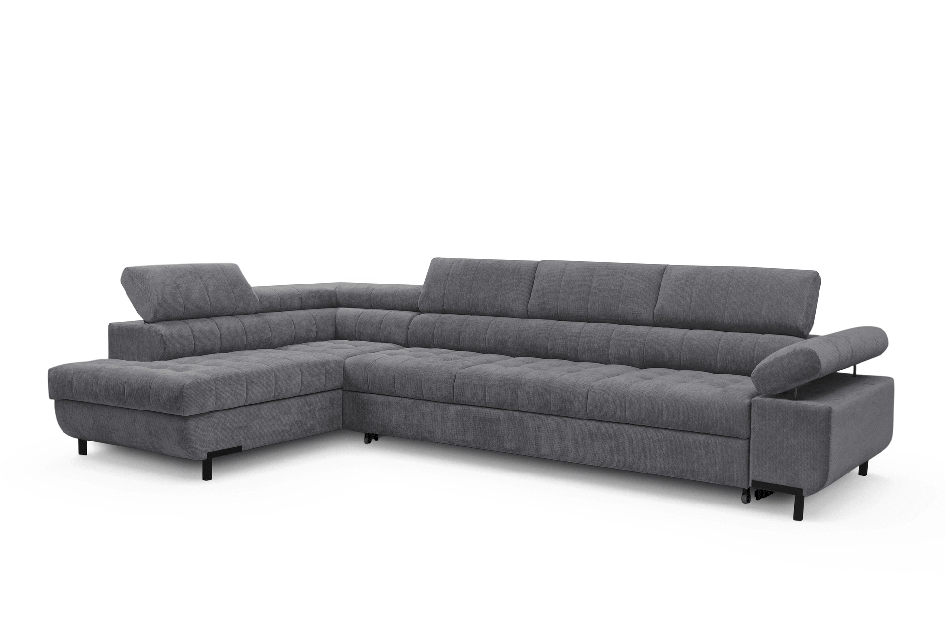 Rohová sedačka Tyrion Maxi s funkciou spania ľavá - sivý šenil Vibe 95 Rohová sedacia súprava Tyrion Maxi s funkciou spánku Ľavá strana - šedý šenil Vibe 95