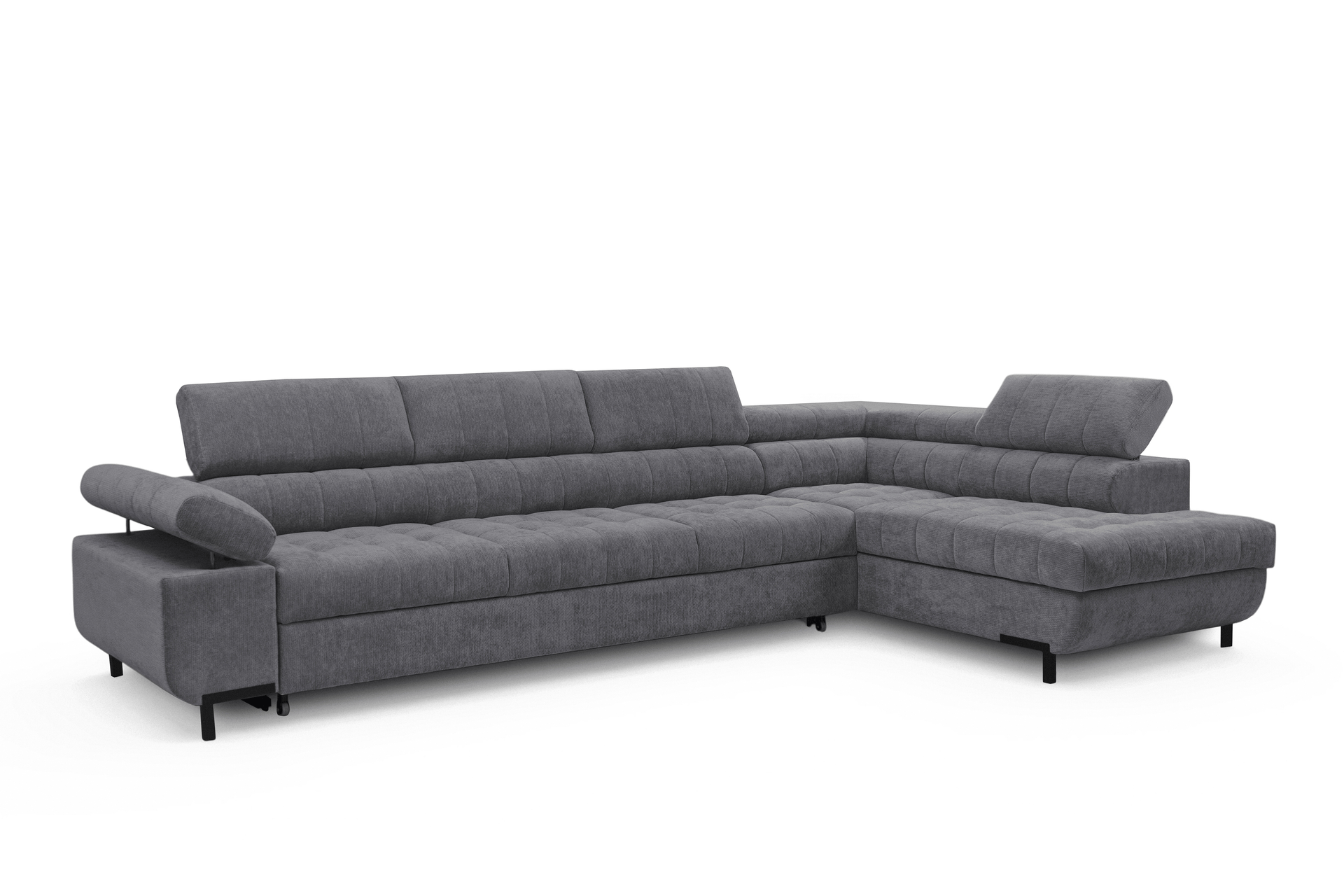 Rohová sedačka Tyrion Maxi s funkciou spania pravá - sivý šenil Vibe 95 Rohová sedacia súprava Tyrion Maxi s funkciou spánku pravá strana - šedý šenil Vibe 95