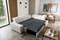 Set canapele de coltar cu scaun extensibil electric Magnelio L Set canapea coltar alba pentru dormit