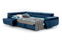 Canapea de colț cu funcție de dormit Annabelle Stânga - Albastru marin Monolith 77 Rohová sedací souprava Annabelle rozkladanie