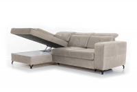 Canapea de colț cu funcție de dormit Belavio Mini Stânga - bej Milton 3 New Rohová sedací souprava Belavio Mini Vnitřní úložný prostor