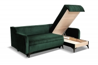 Rohová sedací souprava s funkcí spaní Drago Zelená Rohová sedací souprava s otevířaným úložným prostorem na ložní prádlo