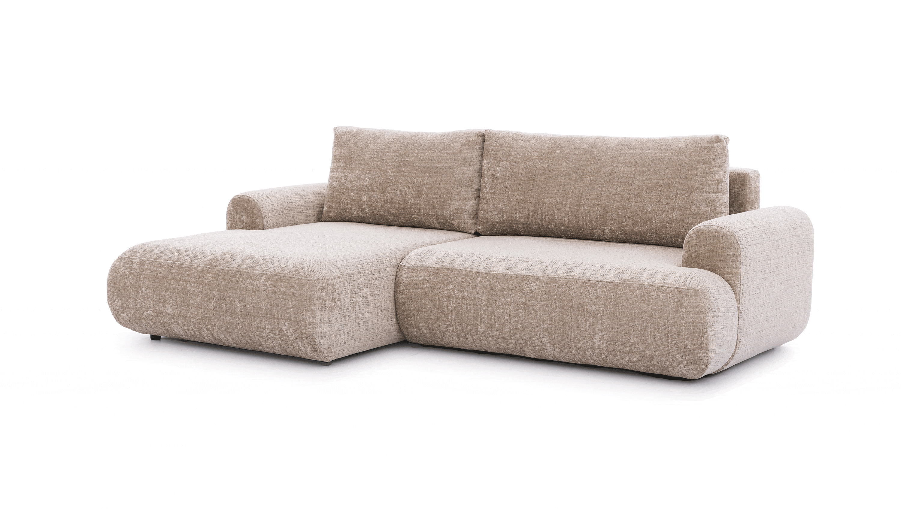 Rozkladacia rohová sedacia súprava Lotulis Mini ľavá - béžová žinylka Cremona 14 Rohová sedacia súprava s funkciou spánku Lotulis Mini Ľavá strana - béžový šenil Cremona 14 