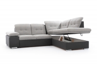 Palermo L sarok kanapé, alvó funkcióval, jobb oldali - szürke, fekete Rohová sedací souprava s úložným prostorem na lůžkoviny