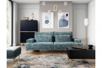 Gauč do obývacího pokoje Nicole - modrá Miu 2053/Nohy zlaté modrá Gauč z miekkim poduszkami 