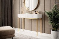 Moderný konzolový/toaletný stolík Nicole - biely mat / zlaté nohy Toaletný stolík v bielej farbe