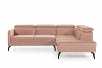 moderná Rohová sedacia súprava do obývacej izby Venezil L Ružová Rohová sedacia súprava z čiernymi nohami 