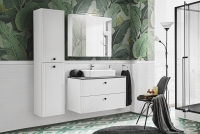 Moderní Komplet nábytku do koupelny Havana 80 cm - Bílý mat moderní Komplet nábytku bílých se zrcadlovou Skříňkou