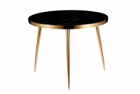 Okragly Stôl Calvin 100 cm - mramorový efekt  / Čierny / zlote Nohy Okragly Stôl Calvin 100 cm - mramorový efekt  / Čierny / zlote Nohy