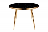 Okragly Stôl Calvin 100 cm - mramorový efekt  / Čierny / zlote Nohy Okragly Stôl Calvin 100 cm - mramorový efekt  / Čierny / zlote Nohy