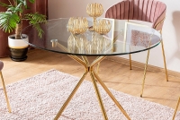 Kulatý konferenční stolek Azalia 80 cm - zlaté nožky / skleněná deska Okragly stolek kawowy Azalia ze szklanym blatem 80 cm - zlote Nohy
