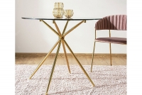 Stôl AZALIA TRANSP./ zlatý rám FI 80 Okragly Stolík kawowy Azalia so sklenenou doskou 80 cm - zlote Nohy