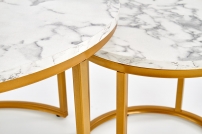 Komplet konferenčných stolíkov Paola - mramor / zlatá Detail stolíkov 