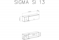 Polica závesná z szafka Sigma SI13 - Biely lux / betón Polica Sigma SI13 - Biely lux / betón - schemat