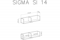 Polica závesná Sigma SI14 - Biely lux / betón Polica Sigma SI14 - Biely lux / betón - schemat