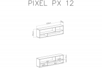 Závesná polica Pixel 12 - dub piškótový/biela lux Polica závesná Pixel 12 - dub piškótový/Biely lux - schemat