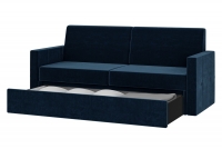 Vertikálna sklápacia posteľ 160x200 s pohovkou BOGART. Modern - Biely mat / Tmavomodrý velúr Pohovka so zásuvkou