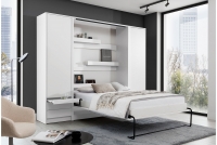 New Elegance függőleges összecsukható ágy 140x200, íróasztallal - matt fehér polkotapczan s psacím stolem i szafami