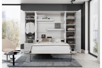 Vertikální sklápěcí postel s psacím stolem New Elegance 140x200 - Bílý mat Sklápěcí postel 