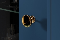 Vitrína presklená Marine 01 s dvoma zásuvkami - Blankyt tmavý / zlaté zlaté úchyty
