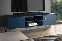 Dulap  TV Marine 05  cu două uși - Albastru închis / Auriu Modré mobilier pentru camera de zi