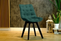 Prato kárpitozott szék, fa lábakkal - üvegzöld Vena 4 / fekete lábak kárpitozott Židle Zeloné
