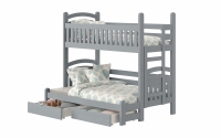 postel patrová  Amely Maxi pravá - šedý, 80x200/140x200 šedý postel patrová  s zásuvkami 