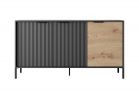 třídveřová Komoda Lomin 150 cm - Černý / Dub artisan  Komoda třídveřová Lomin 150 cm - Černý / Dub artisan 