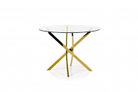 Kulatý stůl Raymond 100 cm - transparentní / zlaté nohy raymond stůl, Deska - transparentní, Nohy - Žlutý (2p=1szt)