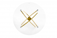 RAYMOND asztal, átlátszó asztallappal - lábak - sárga  raymond stůl, Deska - transparentní, Nohy - Žlutý (2p=1szt)