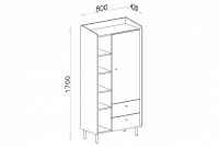 Regál Alessio 5 so zásuvkami 80 cm - Béžová Pieskový / Dub olejovaný Regál Alessio 5 so zásuvkami 80 cm - Béžová Pieskový / Dub olejowany