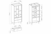 Regal Alessio 6 cu sertare 80 cm - bej nisipiu / stejar uleiat Regal Alessio 6 cu sertare 80 cm - bez piaskowy / stejar olejowany