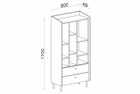 Regál Alessio 6 so zásuvkami 80 cm - Béžová Pieskový / Dub olejovaný Regál Alessio 6 so zásuvkami 80 cm - Béžová Pieskový / Dub olejowany